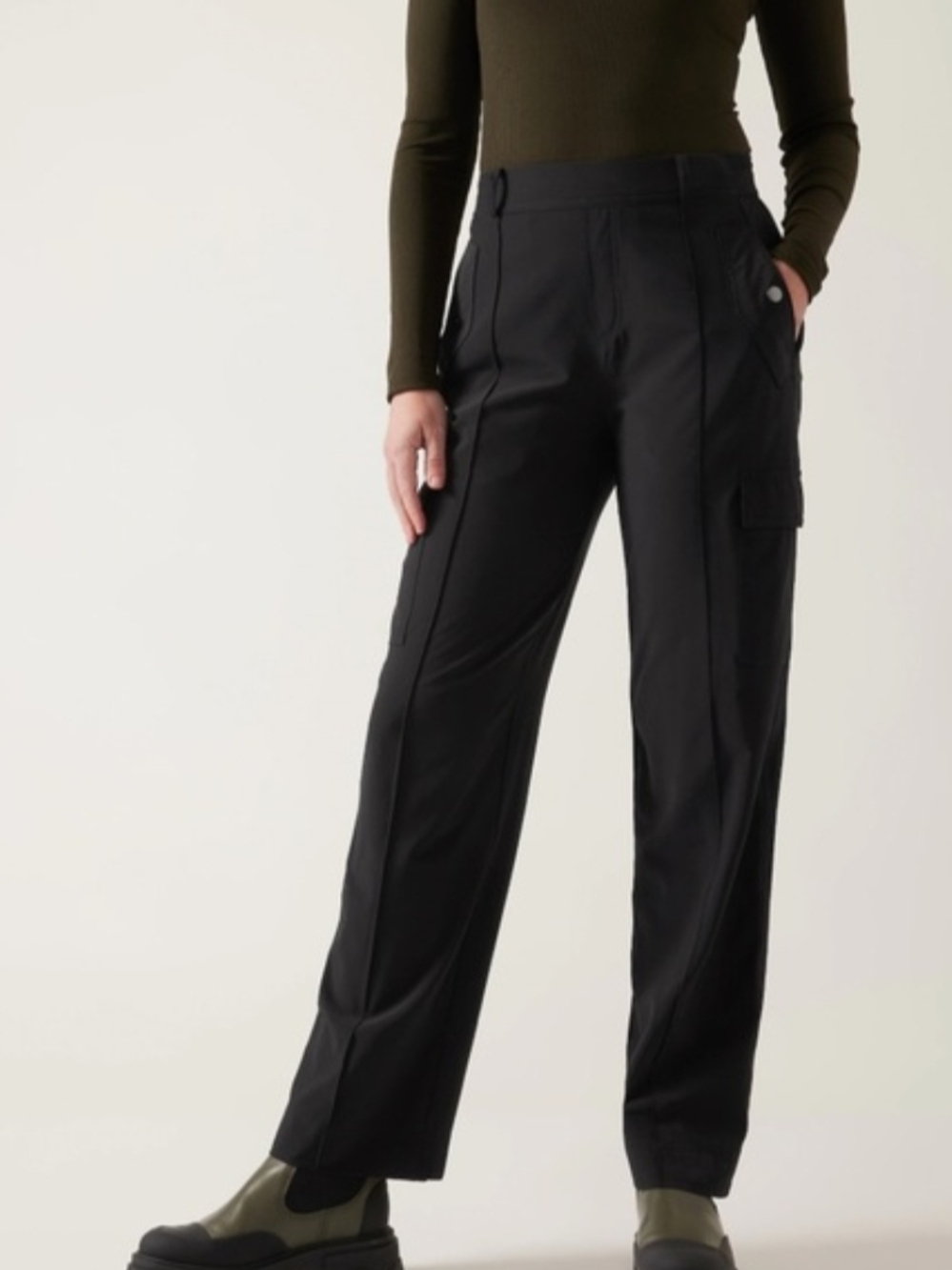 Athleta Vienna Cargo Pants Black Straight-Leg